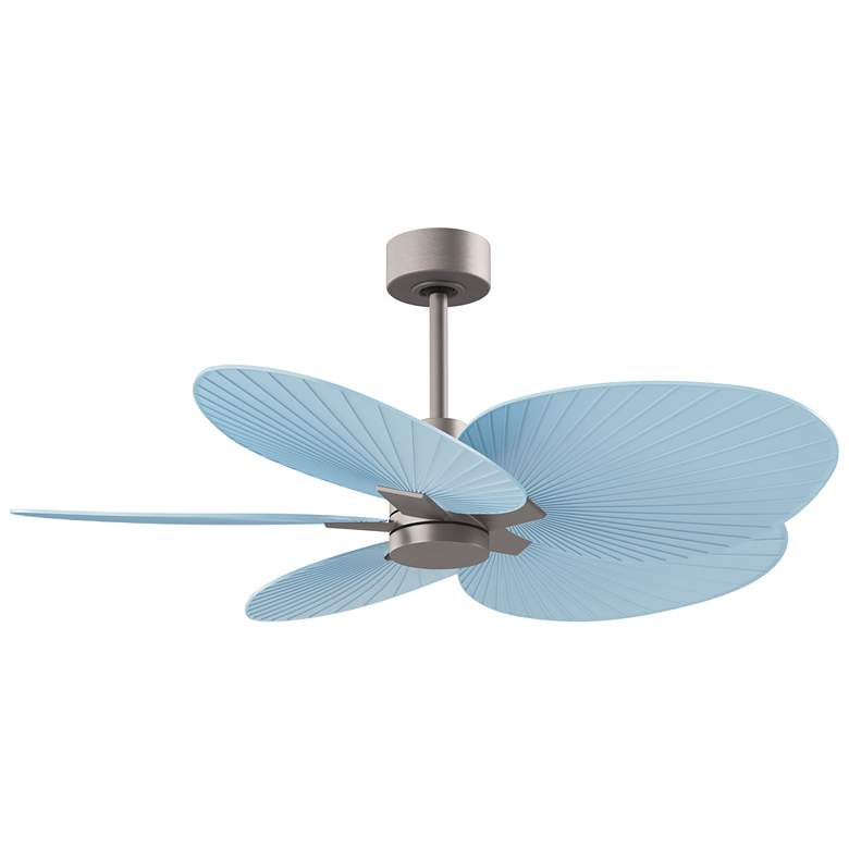 Image 1 Alessandra Tropical 48" Nickel Ceiling Fan w/ Light Blue Blades