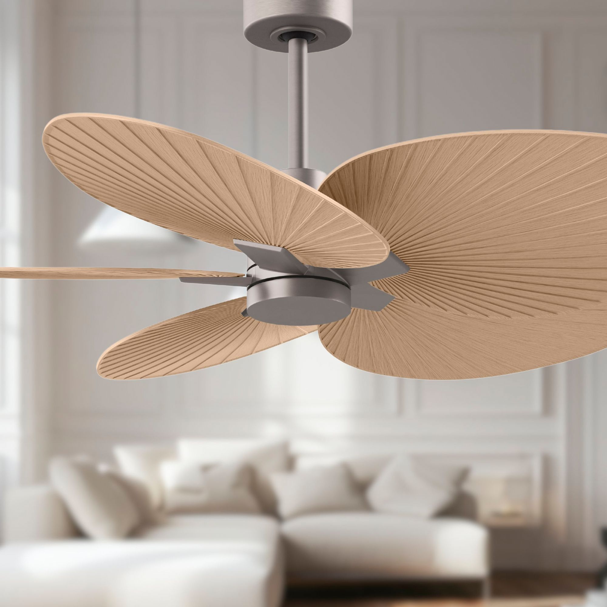 Image 3 Alessandra Tropical 48" Nickel Ceiling Fan w/ Light Maple Blades more views