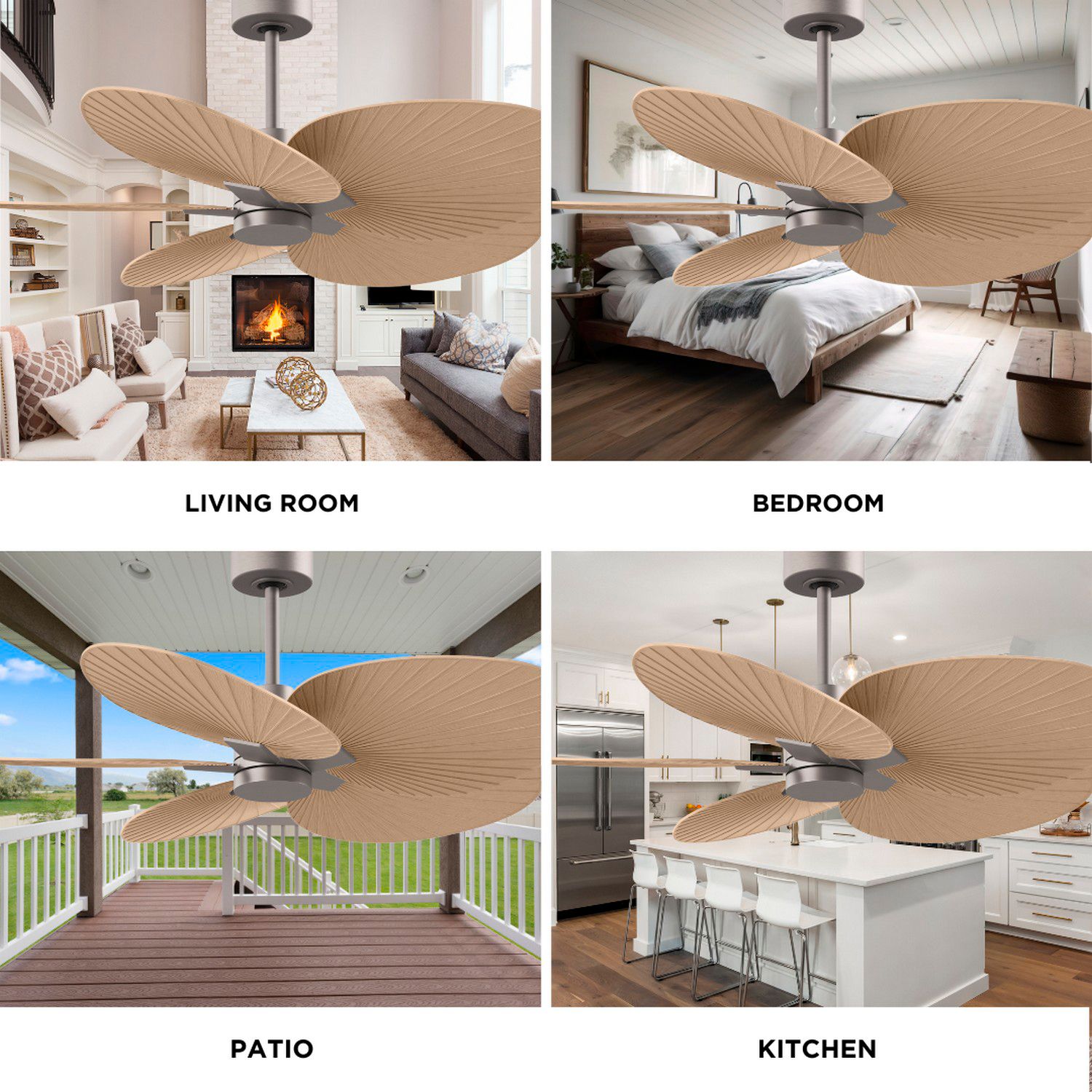 Alessandra Tropical 48" Nickel Ceiling Fan w/ Light Maple Blades