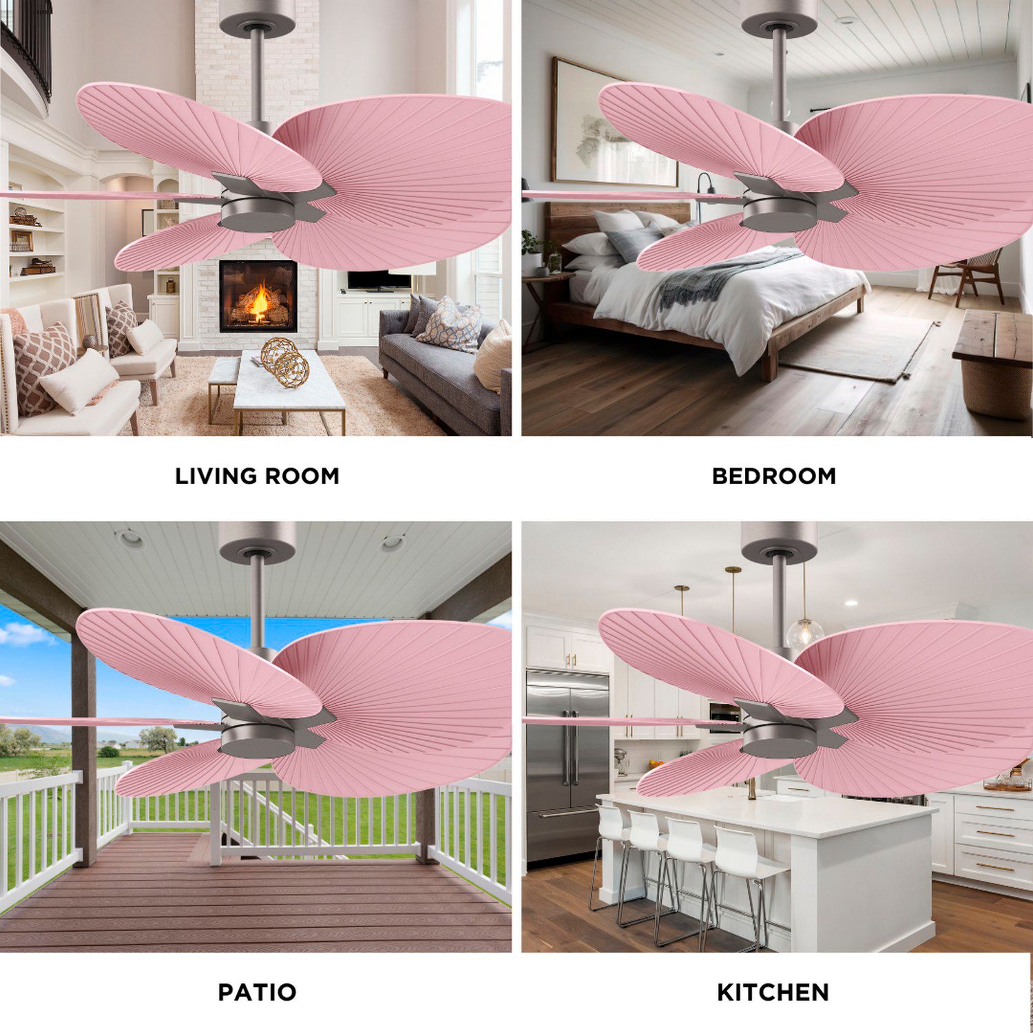 Alessandra Tropical 48" Nickel Ceiling Fan w/ Light Pink Blades