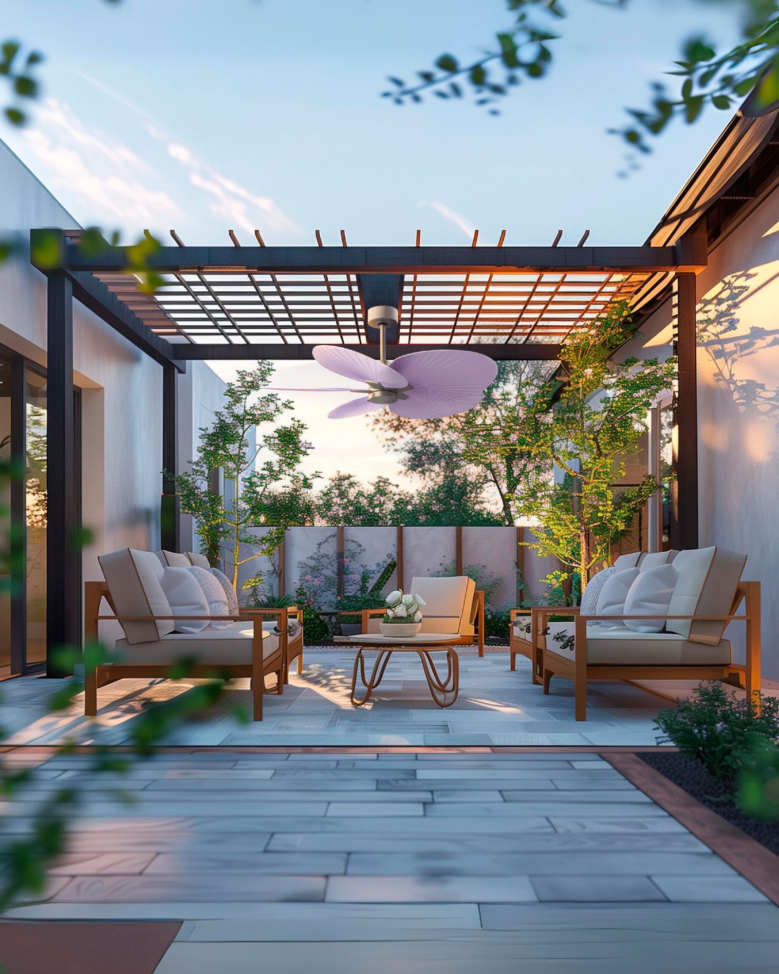 Image 2 Alessandra Tropical 48" Nickel Ceiling Fan w/ Lilac Blades more views