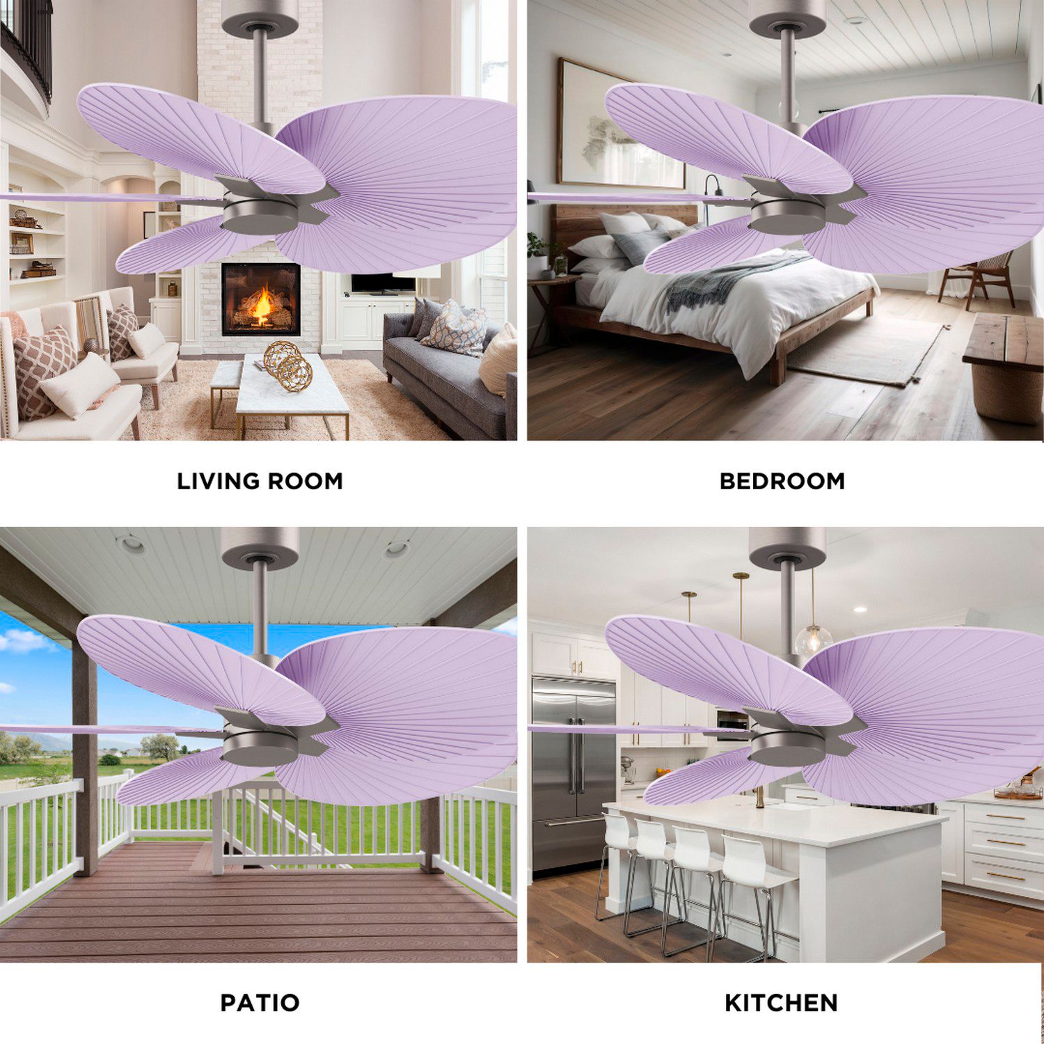 Alessandra Tropical 48" Nickel Ceiling Fan w/ Lilac Blades