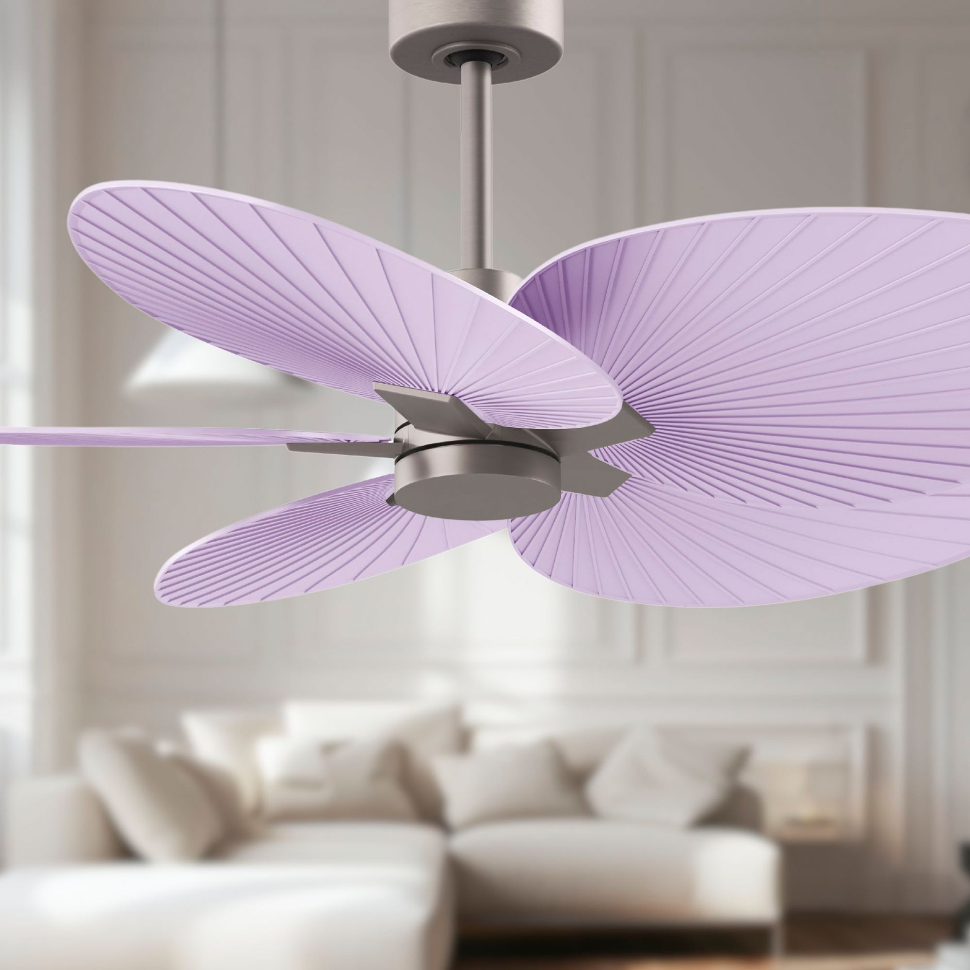 Image 4 Alessandra Tropical 48" Nickel Ceiling Fan w/ Lilac Blades more views