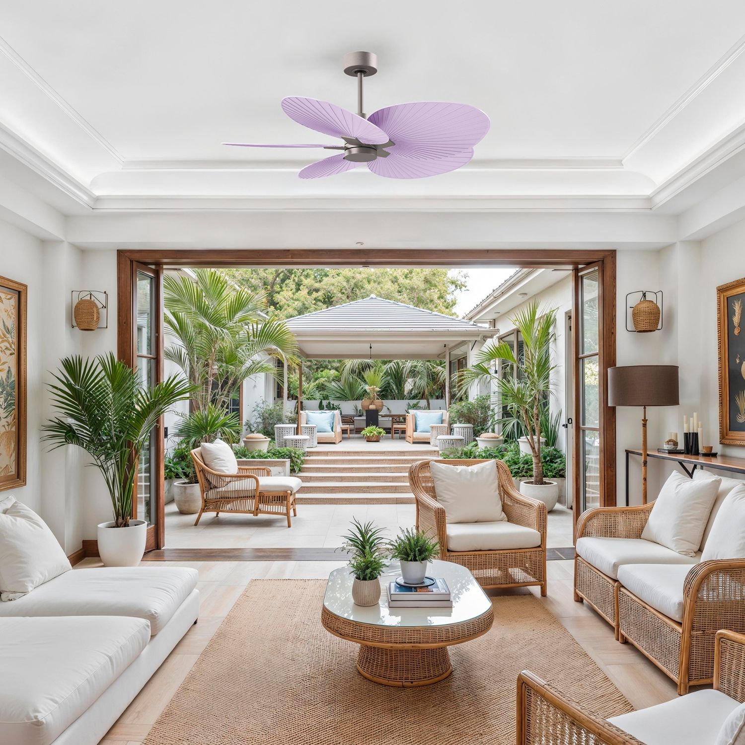 Image 5 Alessandra Tropical 48" Nickel Ceiling Fan w/ Lilac Blades more views