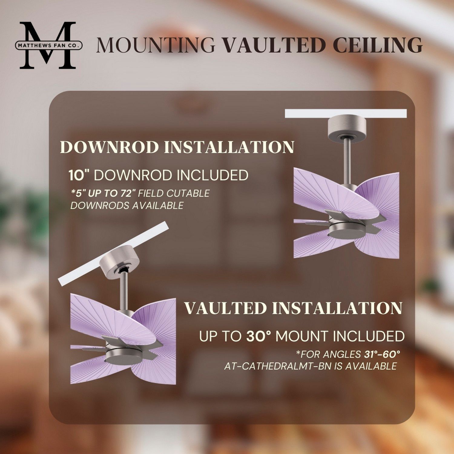 Alessandra Tropical 48" Nickel Ceiling Fan w/ Lilac Blades