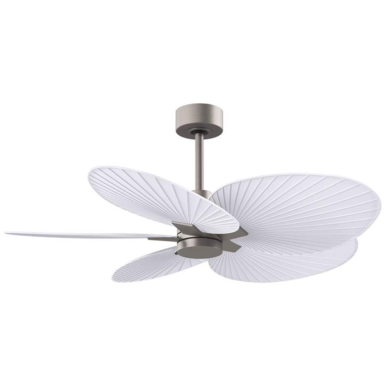 Image 1 Alessandra Tropical 48" Nickel Ceiling Fan w/ Matte White Blades