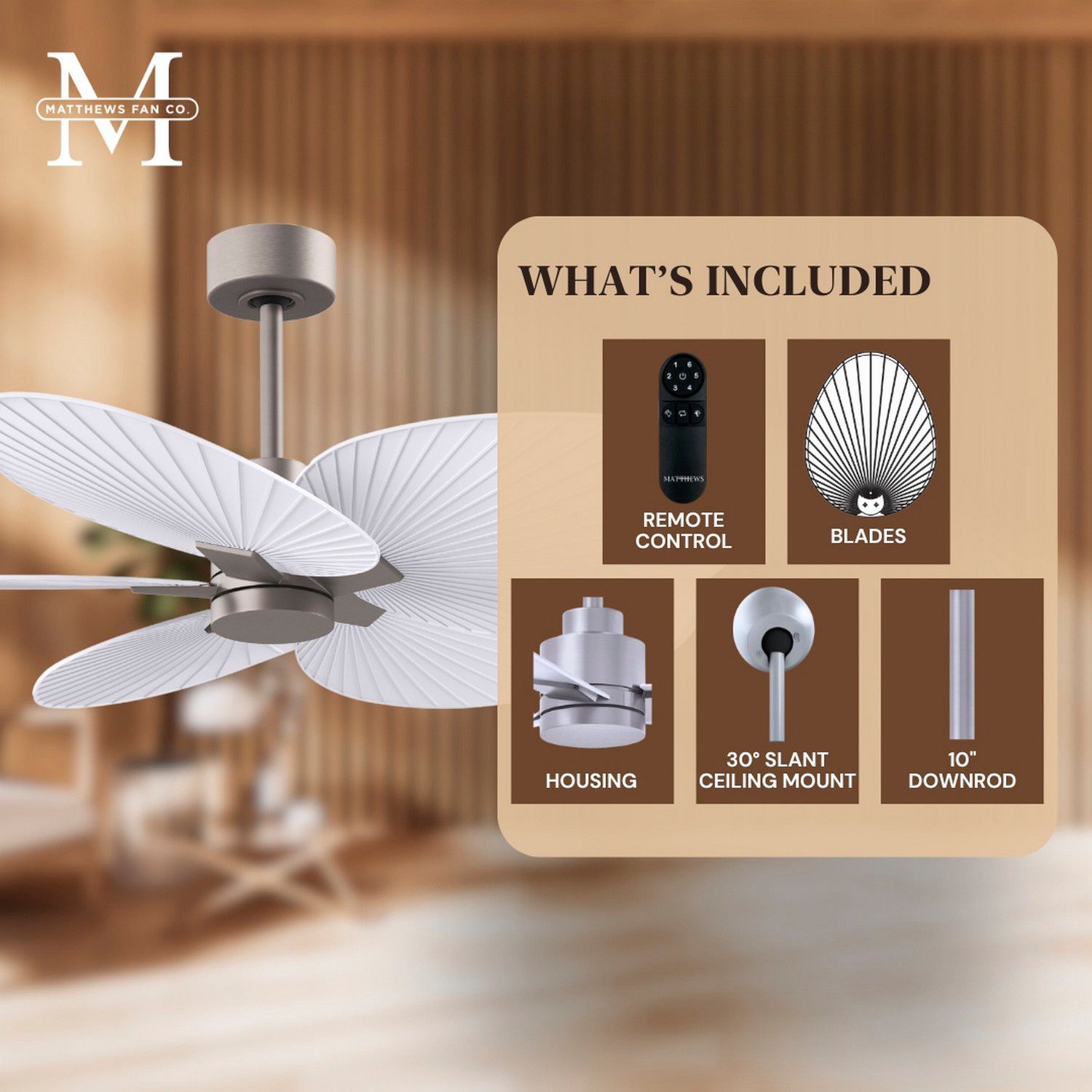 Image 7 Alessandra Tropical 48" Nickel Ceiling Fan w/ Matte White Blades more views