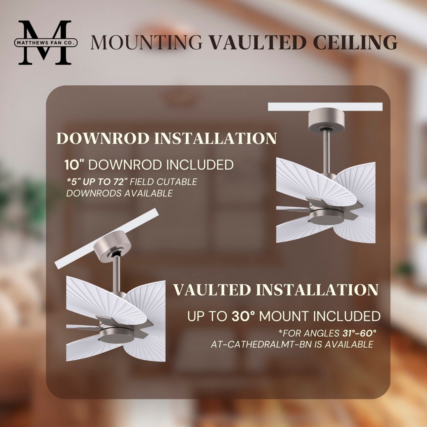 Alessandra Tropical 48" Nickel Ceiling Fan w/ Matte White Blades