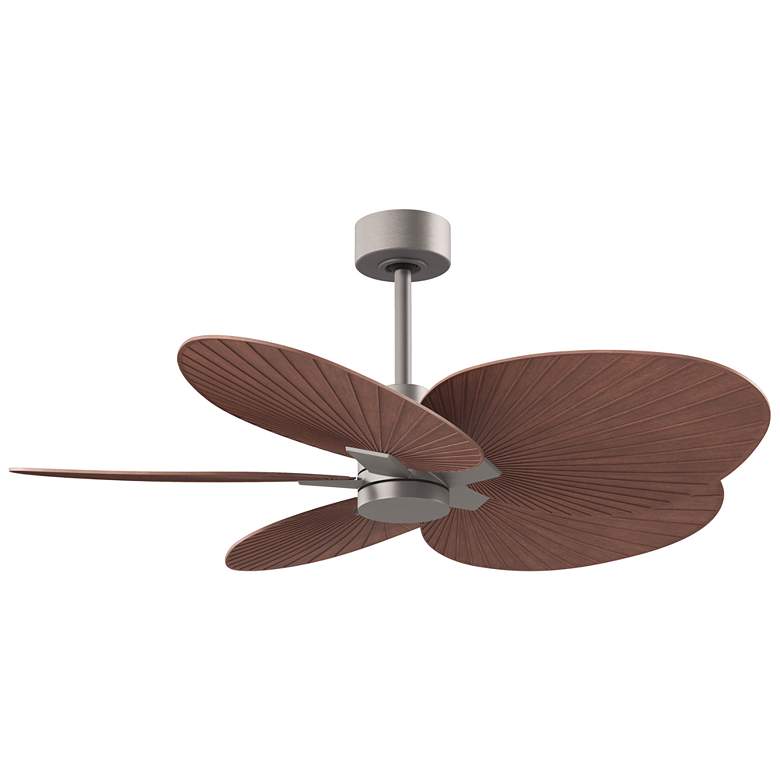 Image 1 Alessandra Tropical 48" Nickel Ceiling Fan w/ Walnut Blades