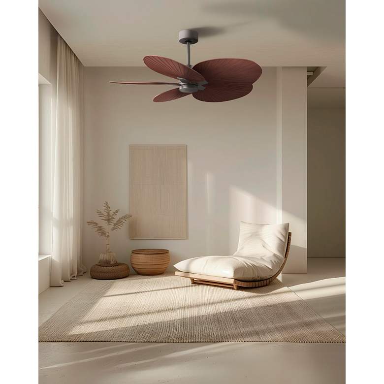 Image 2 Alessandra Tropical 48" Nickel Ceiling Fan w/ Walnut Blades more views