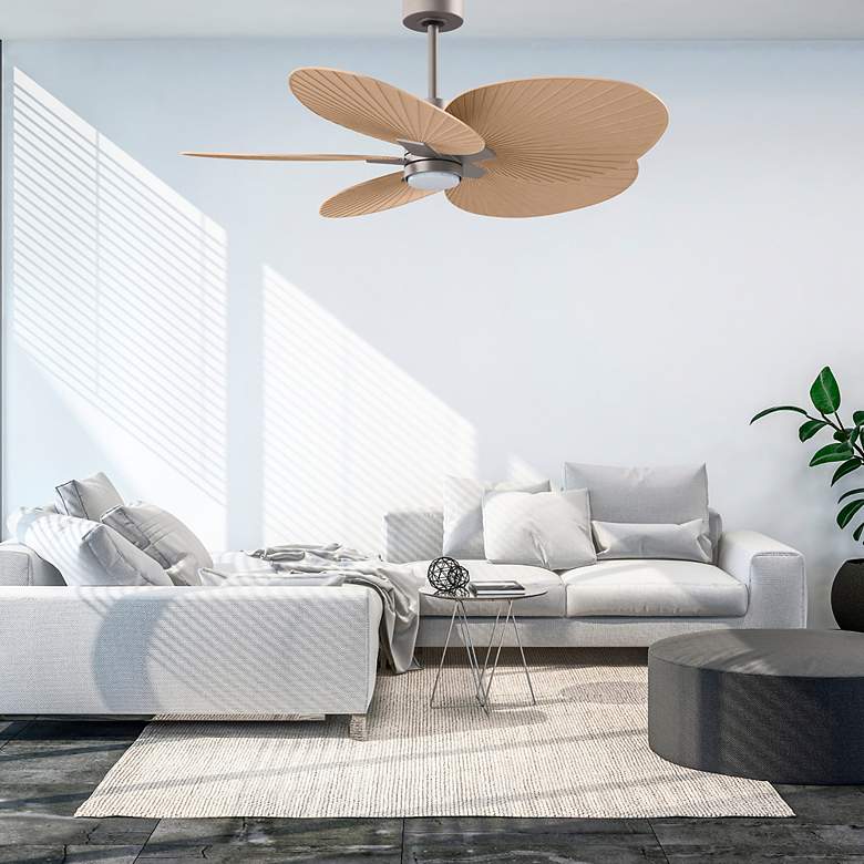Image 3 Alessandra Tropical 48" Nickel LED Ceiling Fan w/ Light Maple Blades more views