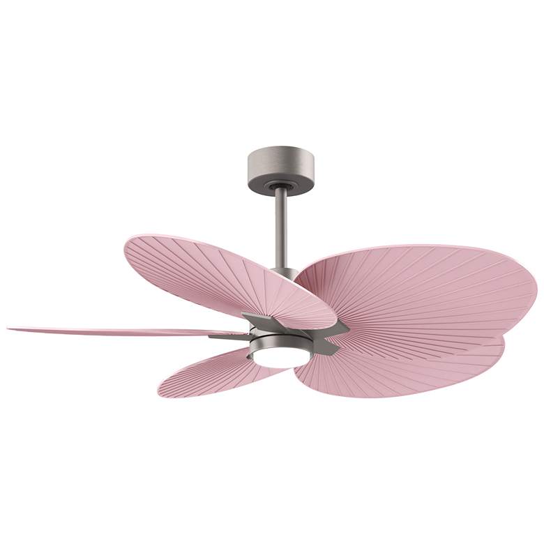 Image 1 Alessandra Tropical 48" Nickel LED Ceiling Fan w/ Light Pink Blades