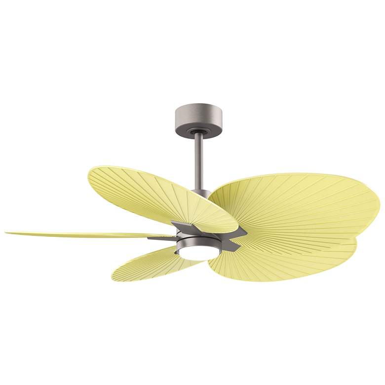Image 1 Alessandra Tropical 48" Nickel LED Ceiling Fan w/ Light Yellow Blades