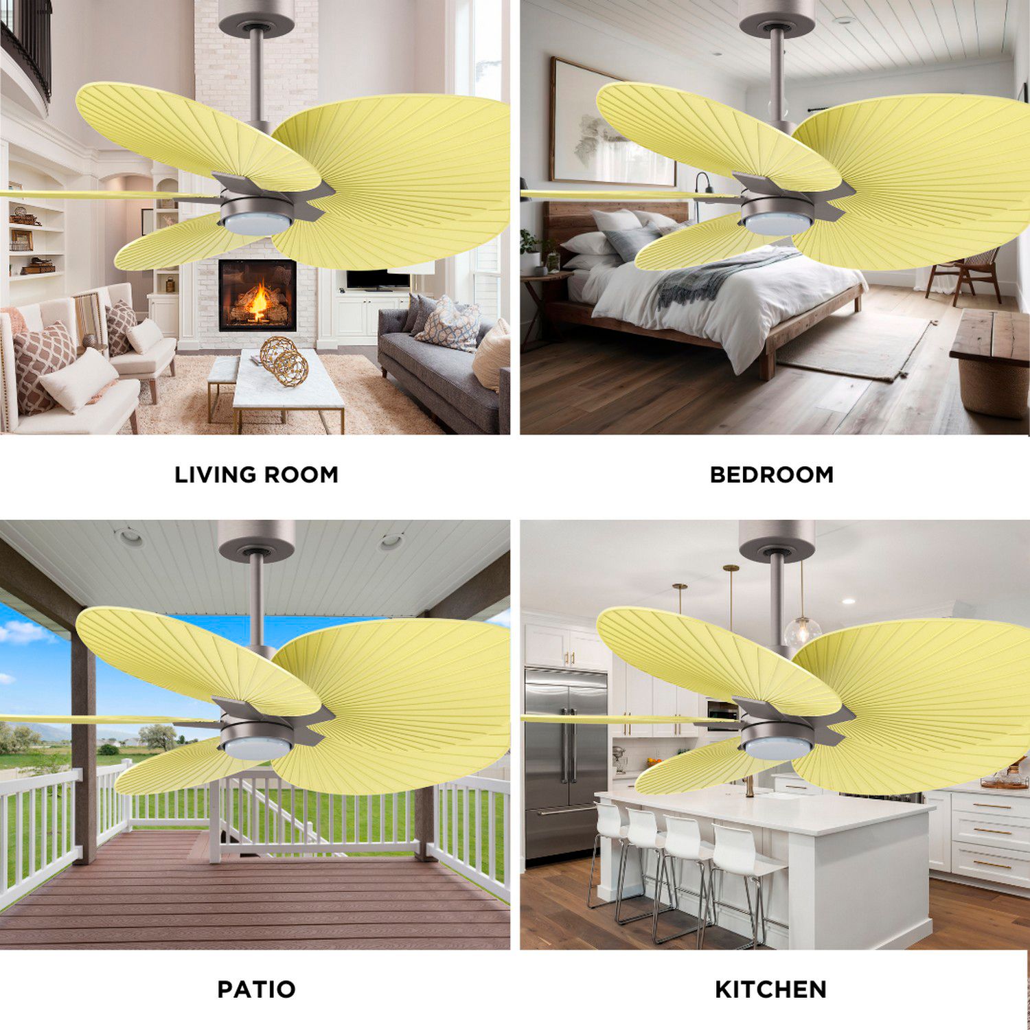 Alessandra Tropical 48" Nickel LED Ceiling Fan w/ Light Yellow Blades