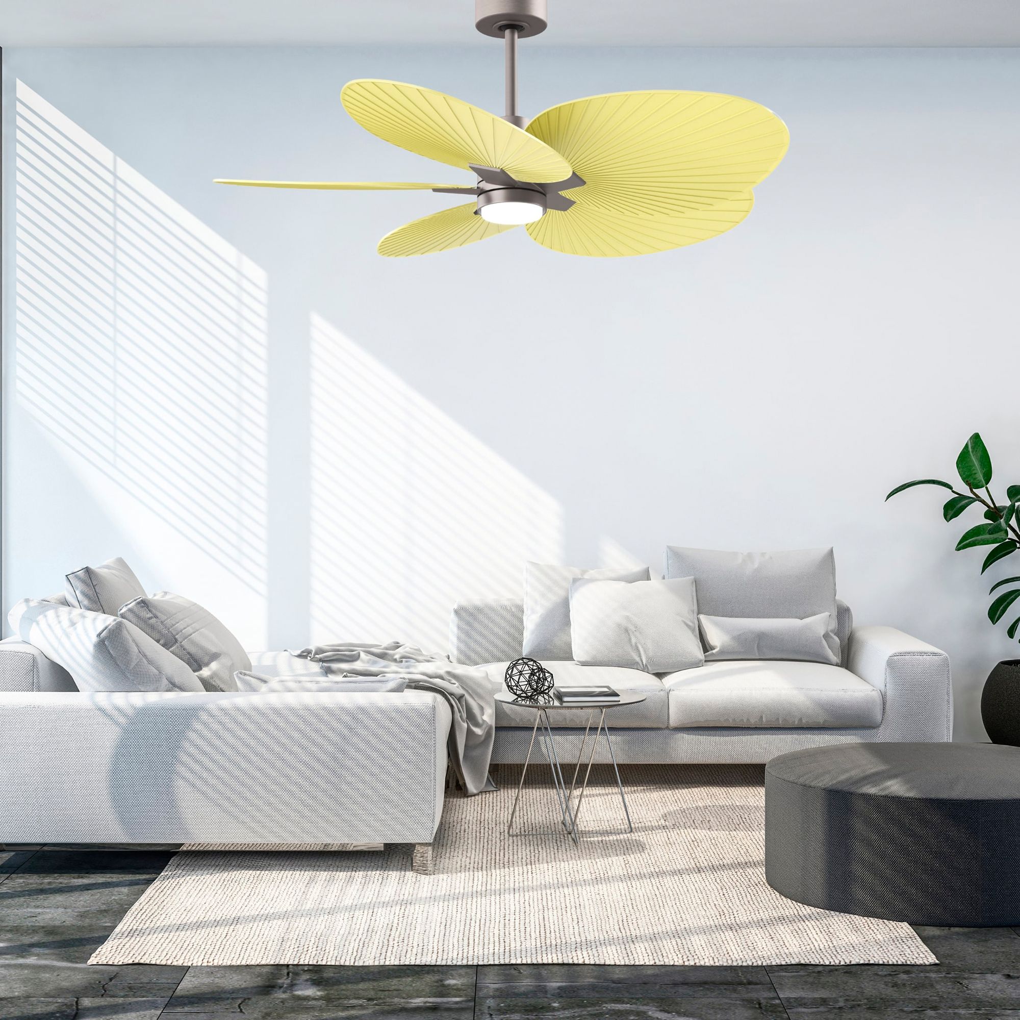 Image 3 Alessandra Tropical 48" Nickel LED Ceiling Fan w/ Light Yellow Blades more views