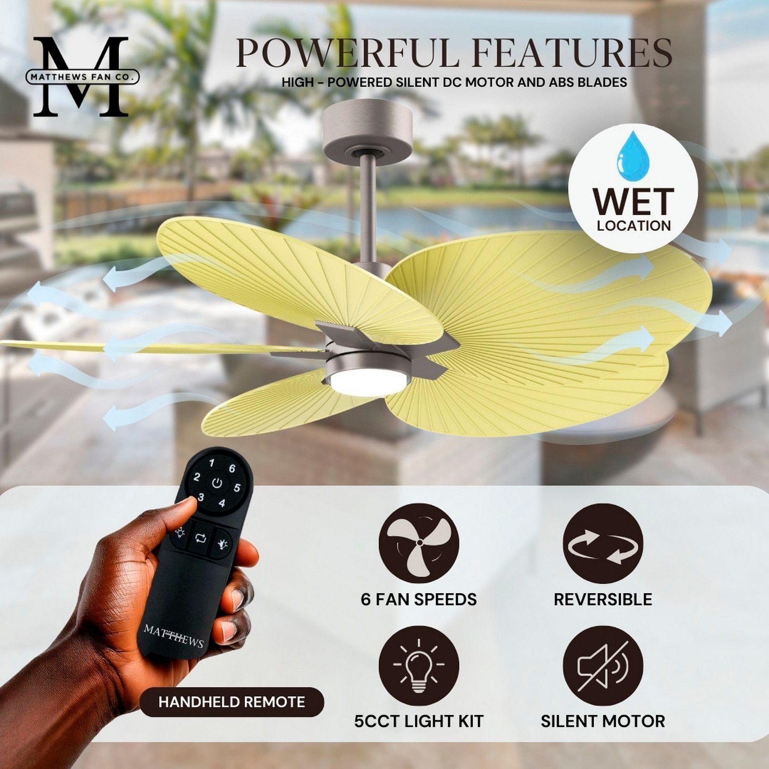 Image 7 Alessandra Tropical 48" Nickel LED Ceiling Fan w/ Light Yellow Blades more views