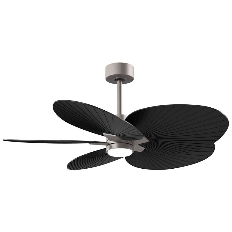 Image 1 Alessandra Tropical 48" Nickel LED Ceiling Fan w/ Matte Black Blades