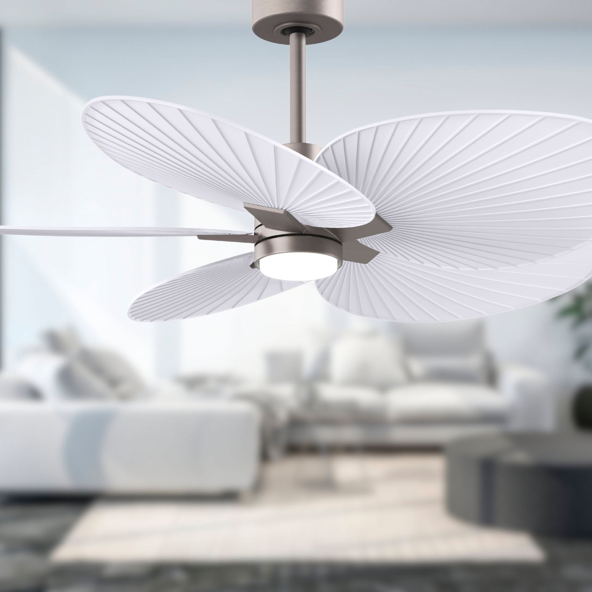 Image 3 Alessandra Tropical 48" Nickel LED Ceiling Fan w/ Matte White Blades more views