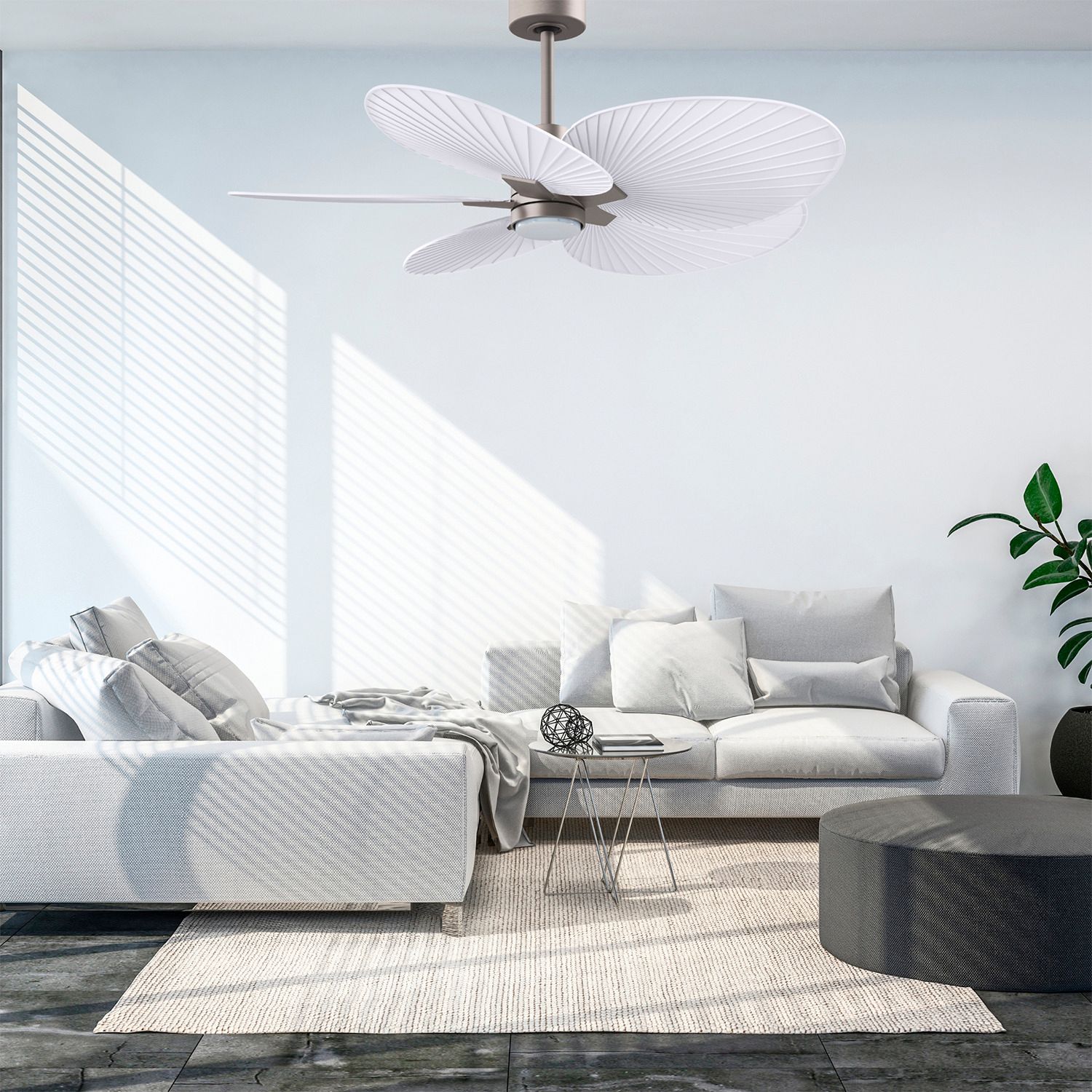 Image 4 Alessandra Tropical 48" Nickel LED Ceiling Fan w/ Matte White Blades more views