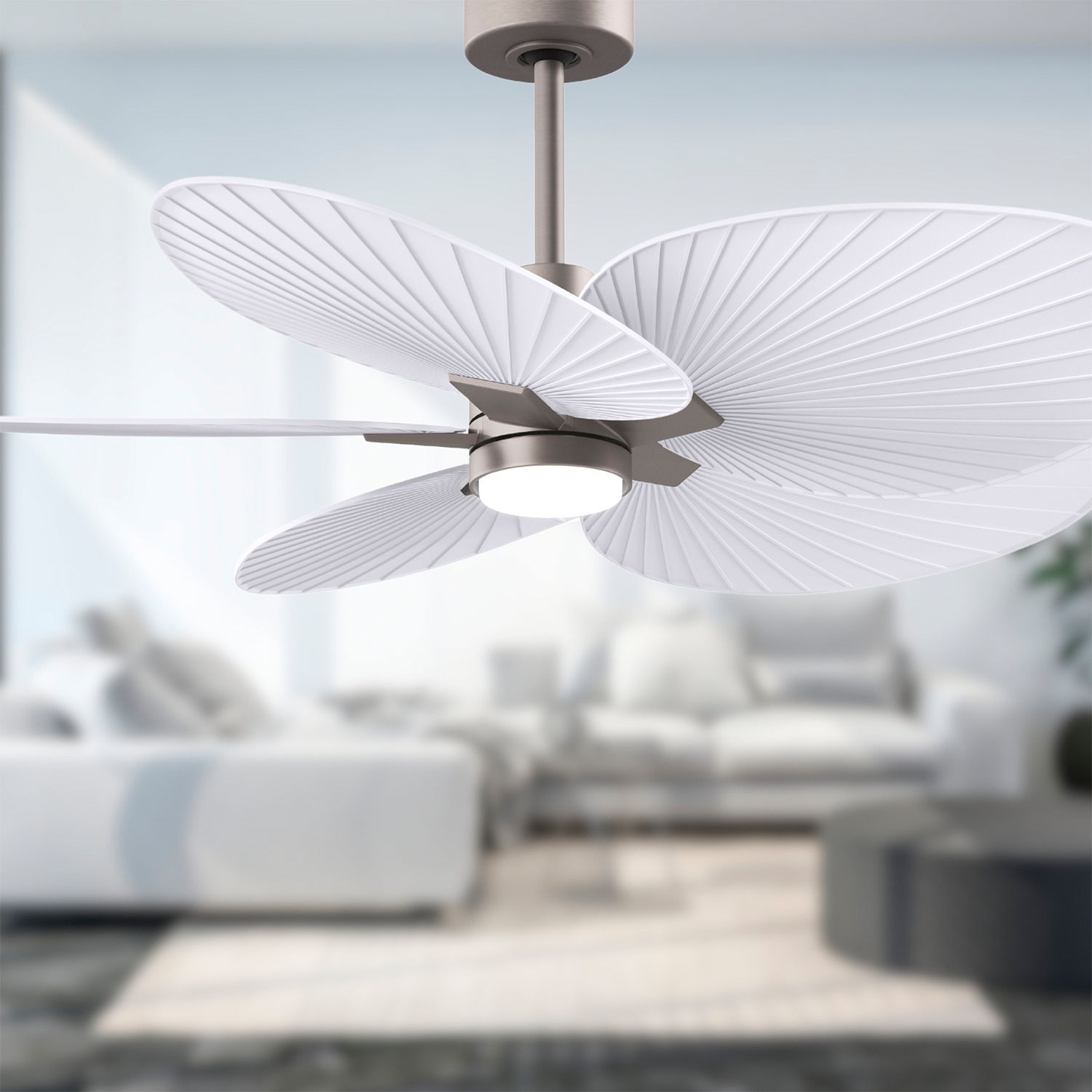 Image 5 Alessandra Tropical 48" Nickel LED Ceiling Fan w/ Matte White Blades more views