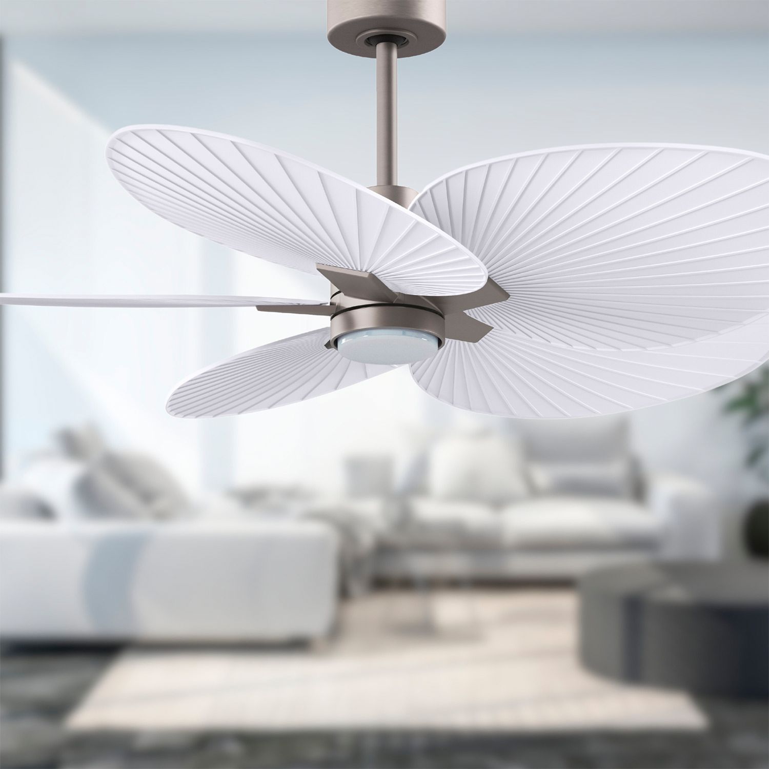 Image 6 Alessandra Tropical 48" Nickel LED Ceiling Fan w/ Matte White Blades more views