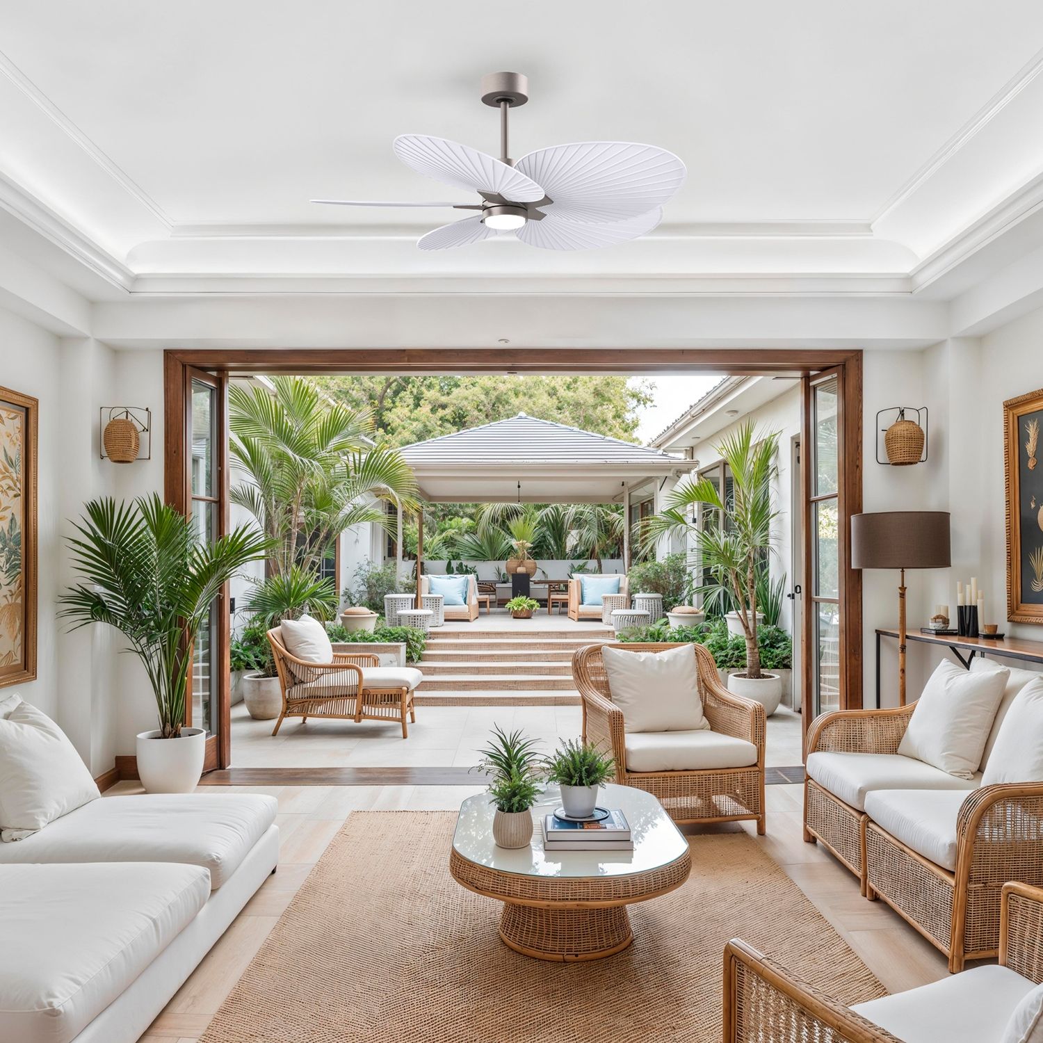 Image 7 Alessandra Tropical 48" Nickel LED Ceiling Fan w/ Matte White Blades more views