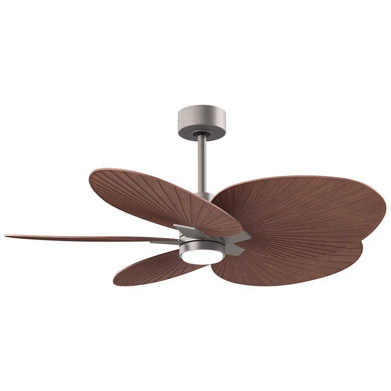 Image 1 Alessandra Tropical 48" Nickel LED Ceiling Fan w/ Walnut Blades