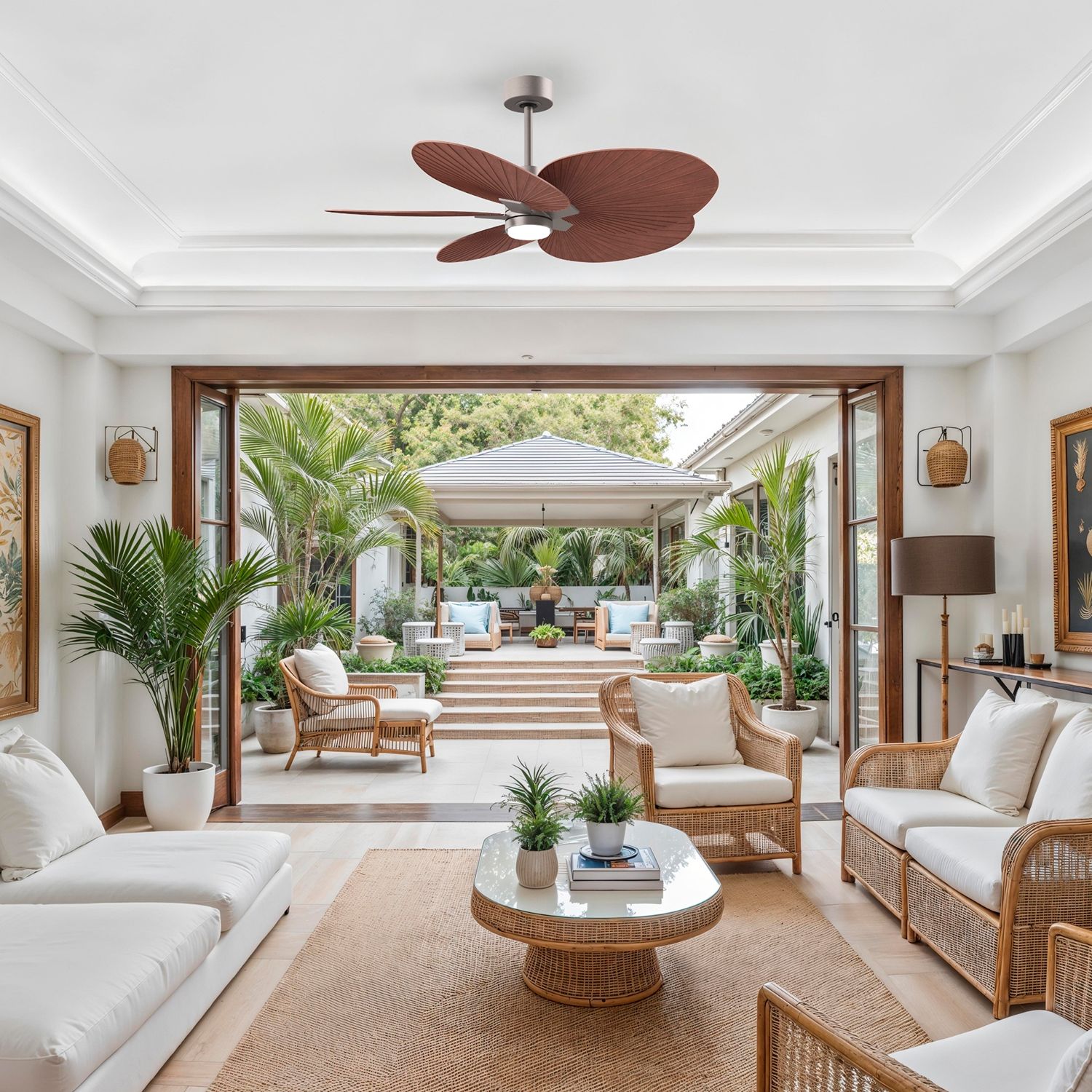 Image 3 Alessandra Tropical 48" Nickel LED Ceiling Fan w/ Walnut Blades more views