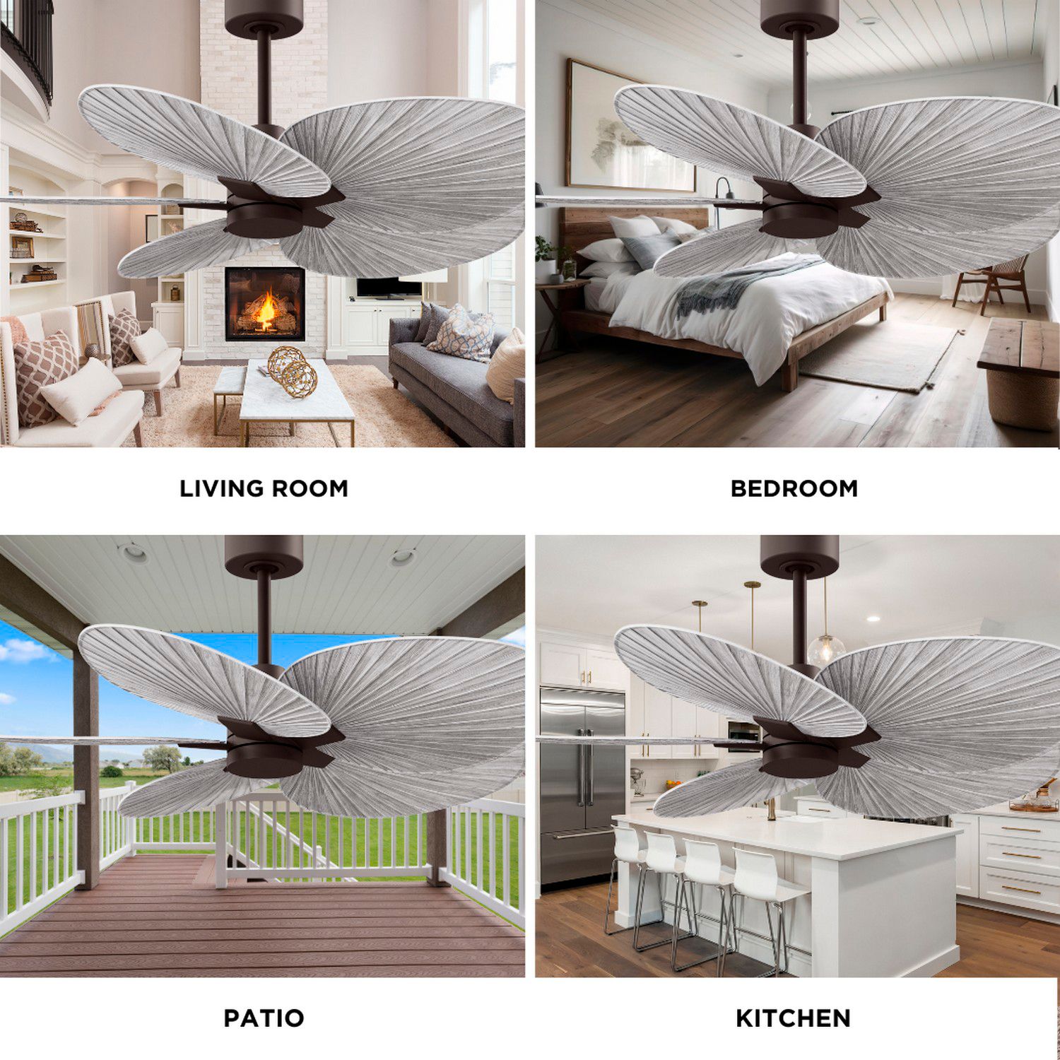 Alessandra Tropical 48" Textured Bronze Ceiling Fan w/Barn Wood Blades