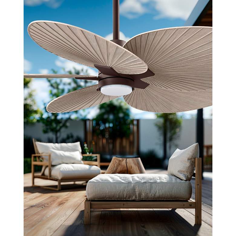 Image 2 Alessandra Tropical 48" Textured Bronze Ceiling Fan w/ Gray Ash Blades more views