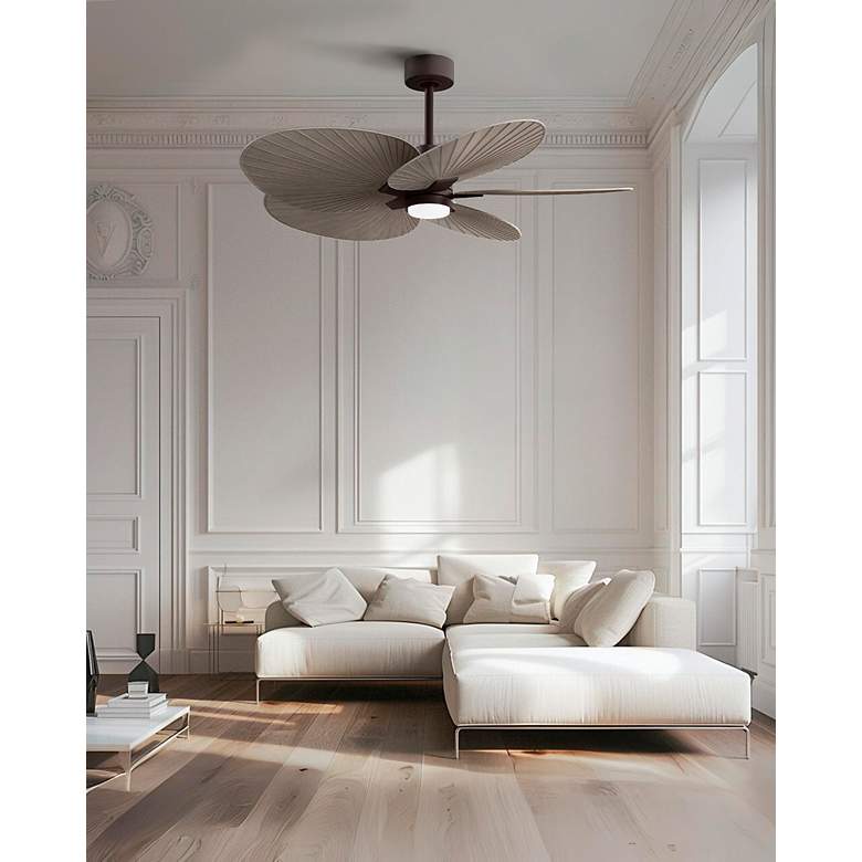 Image 3 Alessandra Tropical 48" Textured Bronze Ceiling Fan w/ Gray Ash Blades more views