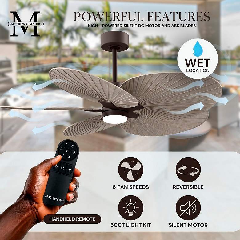 Image 6 Alessandra Tropical 48" Textured Bronze Ceiling Fan w/ Gray Ash Blades more views