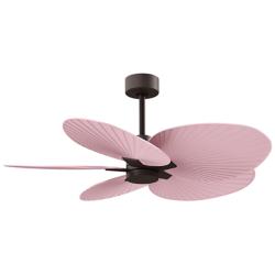 Alessandra Tropical 48" Textured Bronze Ceiling Fan w/Light Pink Blade