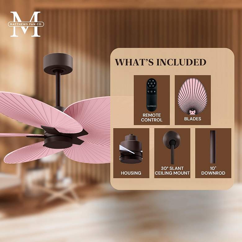 Image 7 Alessandra Tropical 48" Textured Bronze Ceiling Fan w/Light Pink Blade more views