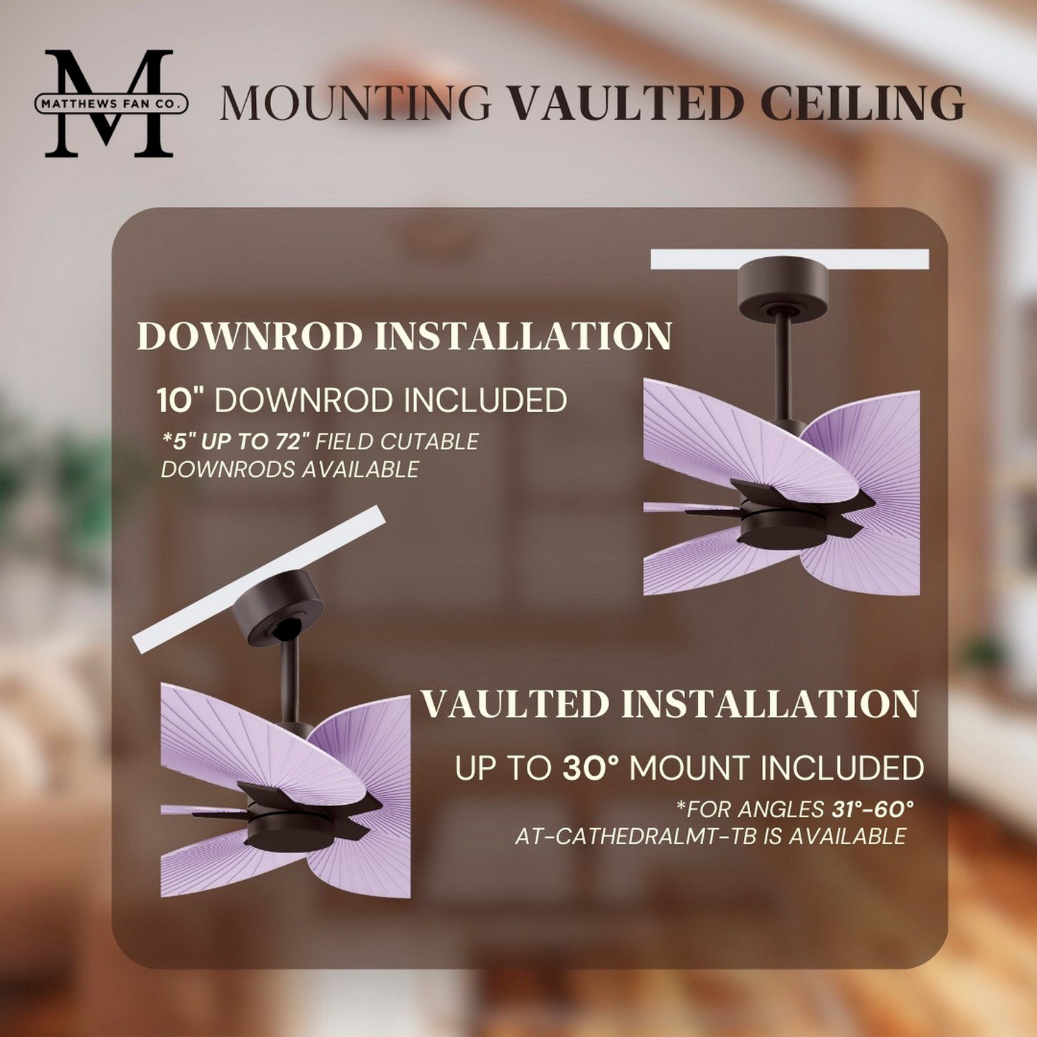 Image 6 Alessandra Tropical 48" Textured Bronze Ceiling Fan w/ Lilac Blades more views