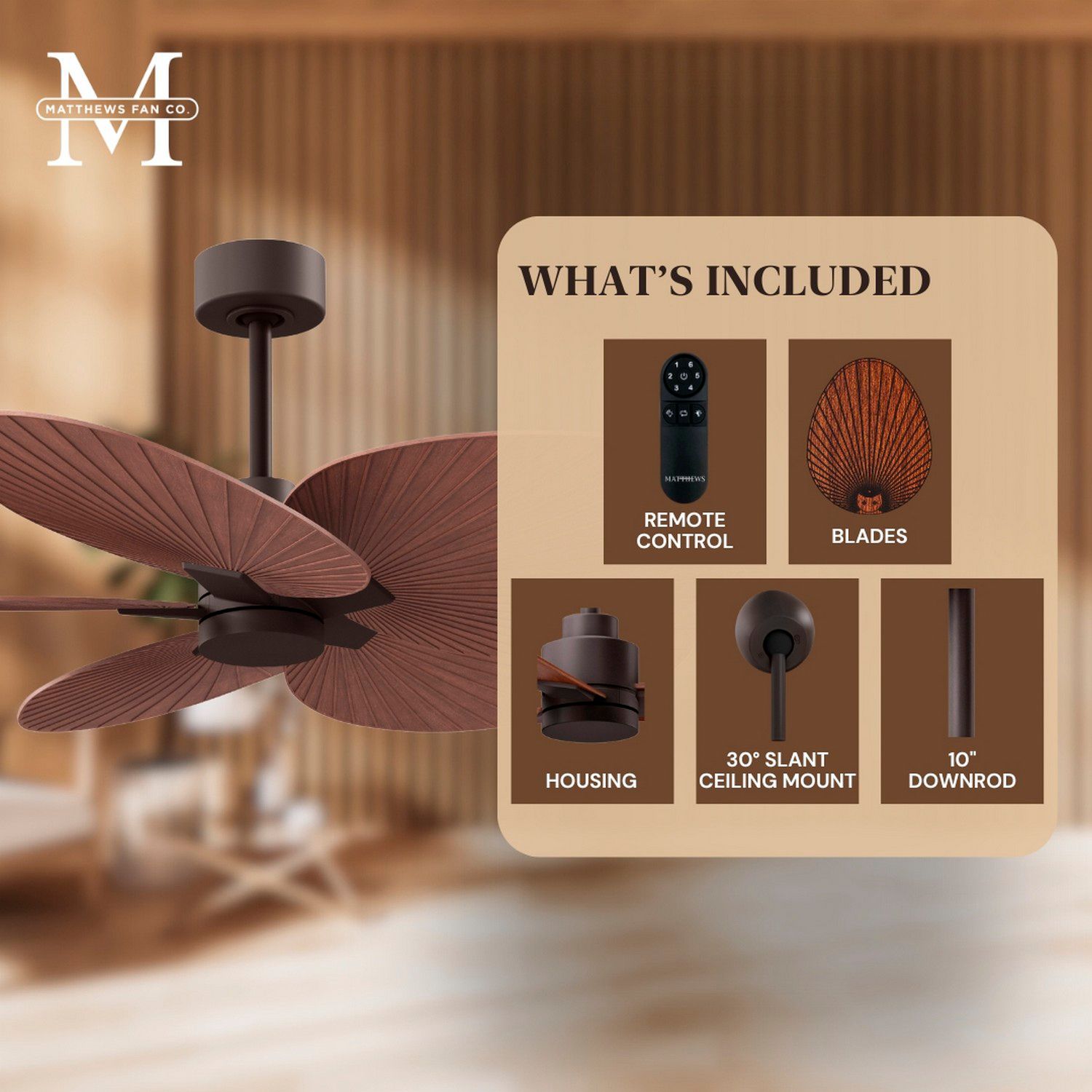 Image 5 Alessandra Tropical 48" Textured Bronze Ceiling Fan w/ Walnut Blades more views