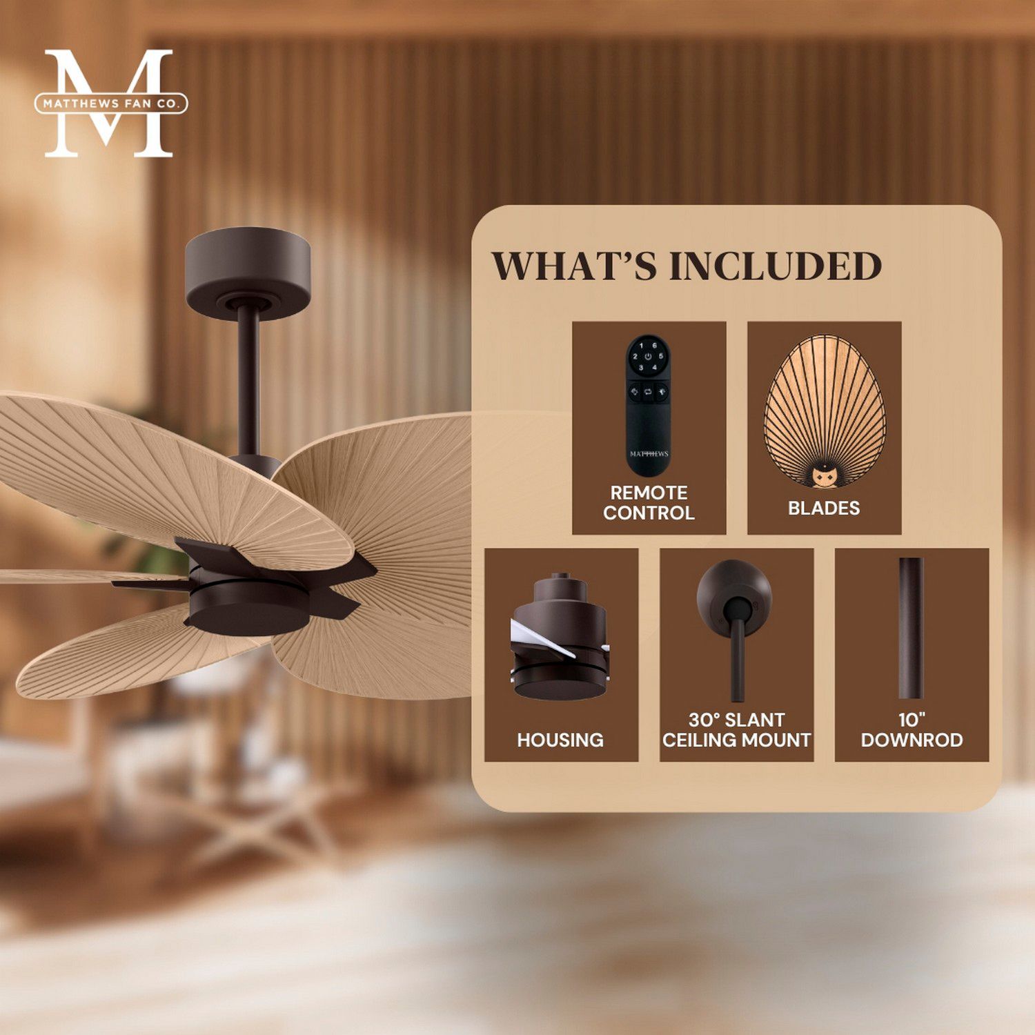 Image 5 Alessandra Tropical 48" Textured Bronze CeilingFan Maple Blade more views