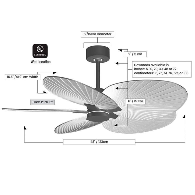 Image 3 Alessandra Tropical 48" Textured Bronze CeilingFan w/Light Maple Blade more views