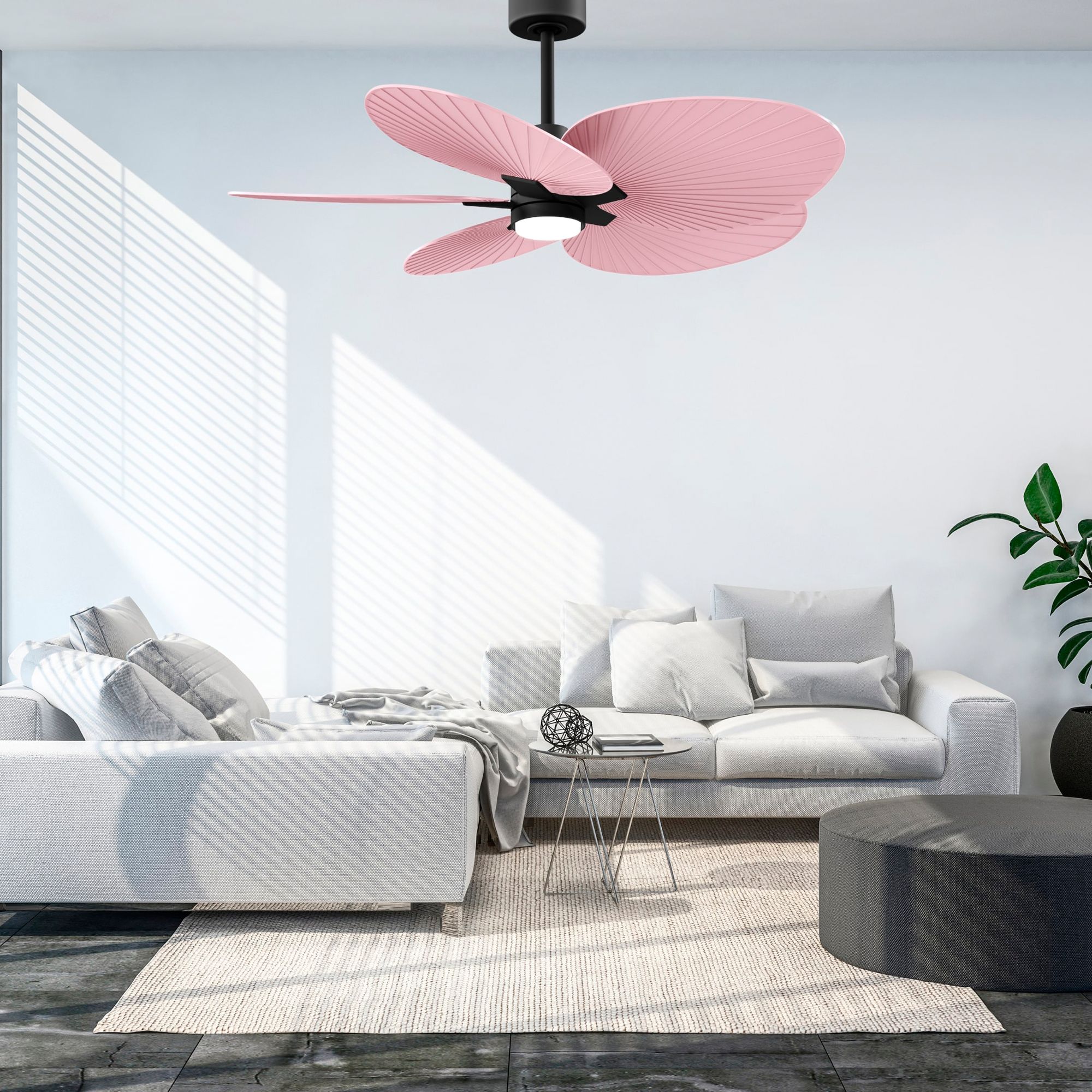Image 3 Alessandra Tropical 48"Matte Black LED Ceiling Fan w/Light Pink Blades more views