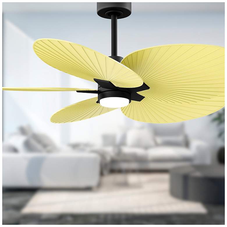 Image 1 Alessandra Tropical 48"Matte Black LED Ceiling Fan w/LightYellowBlades