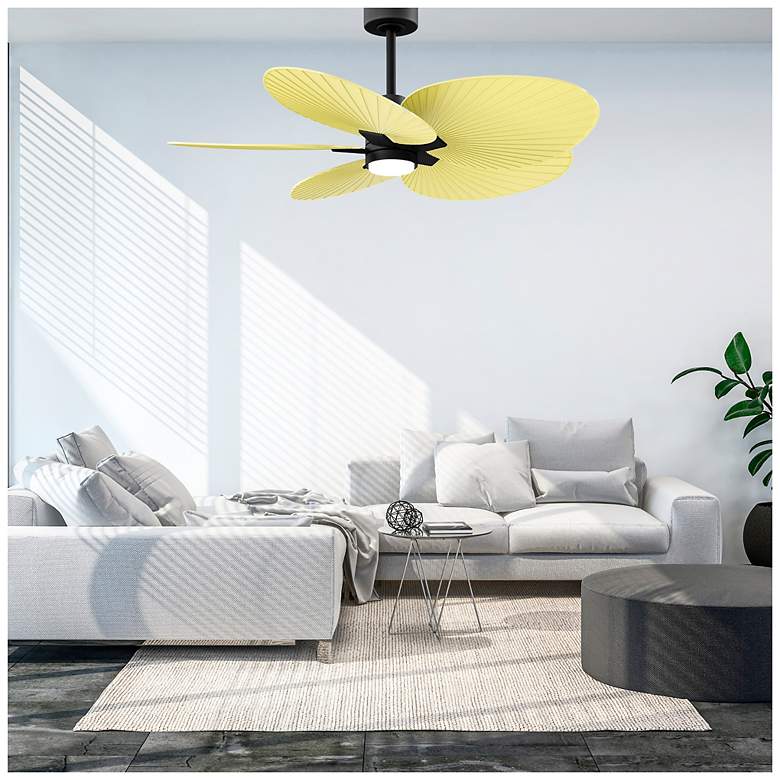 Image 4 Alessandra Tropical 48"Matte Black LED Ceiling Fan w/LightYellowBlades more views