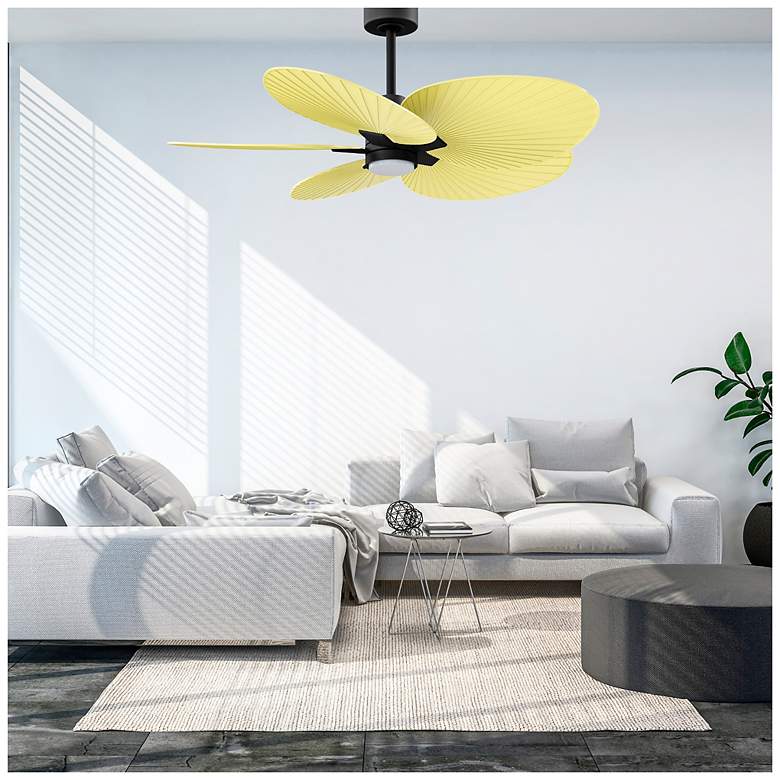 Image 5 Alessandra Tropical 48"Matte Black LED Ceiling Fan w/LightYellowBlades more views
