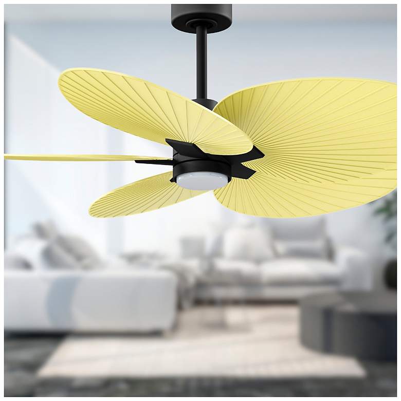 Image 7 Alessandra Tropical 48"Matte Black LED Ceiling Fan w/LightYellowBlades more views