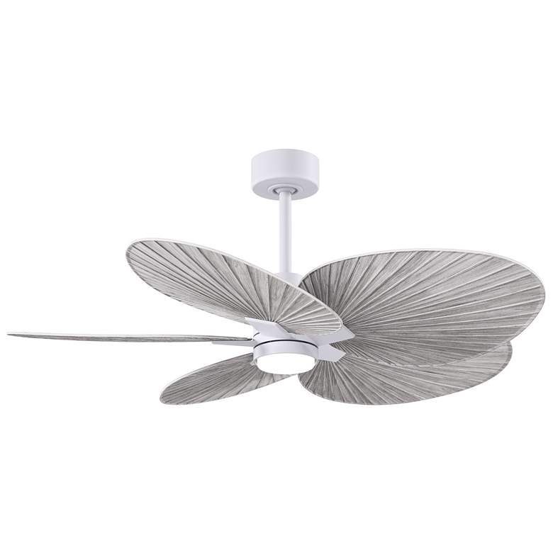 Image 1 Alessandra Tropical 48"Matte White LED Ceiling Fan w/ Barn Wood Blades