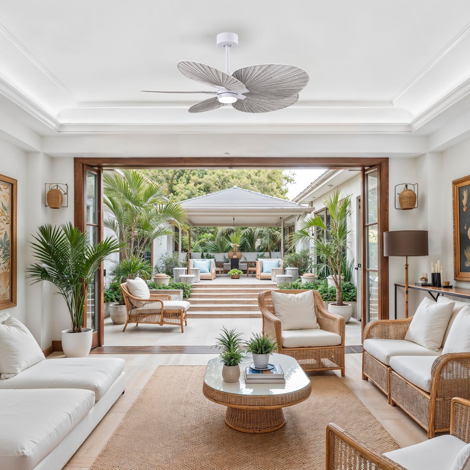 Image 3 Alessandra Tropical 48"Matte White LED Ceiling Fan w/ Barn Wood Blades more views