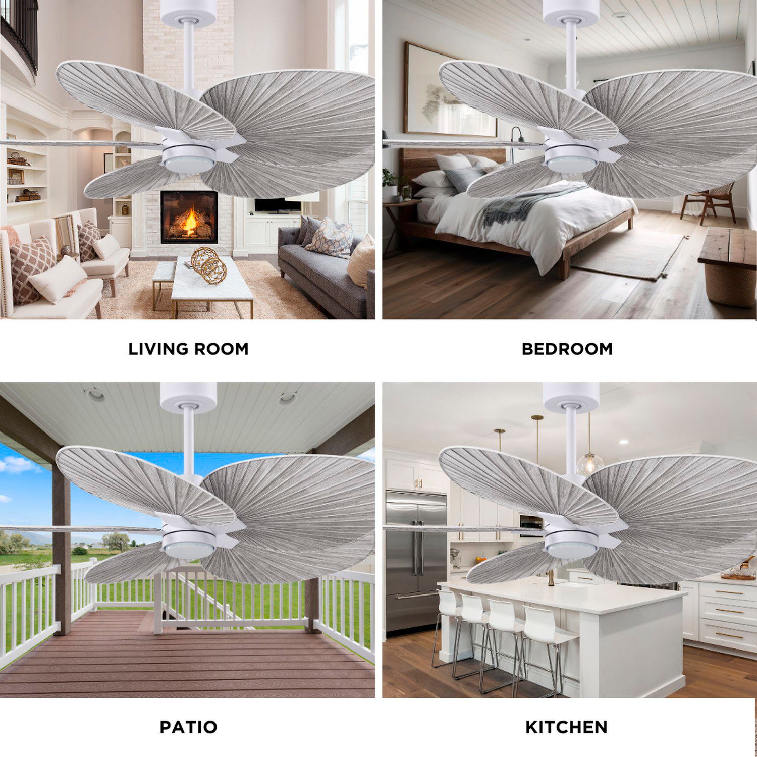 Alessandra Tropical 48"Matte White LED Ceiling Fan w/ Barn Wood Blades