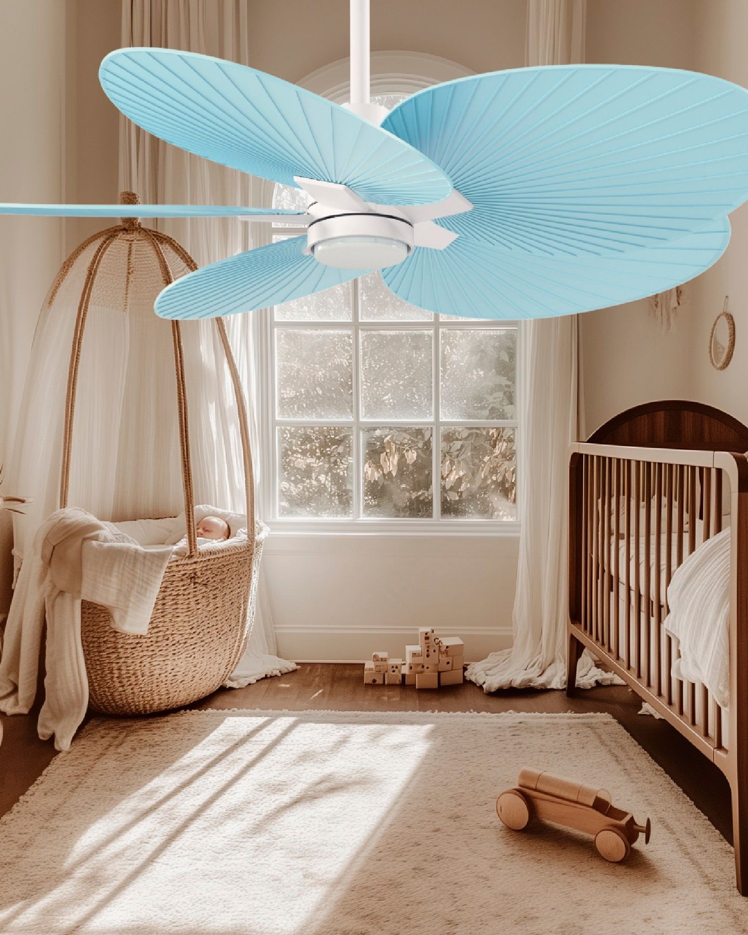 Image 4 Alessandra Tropical 48"Matte White LED Ceiling Fan w/Light Blue Blades more views