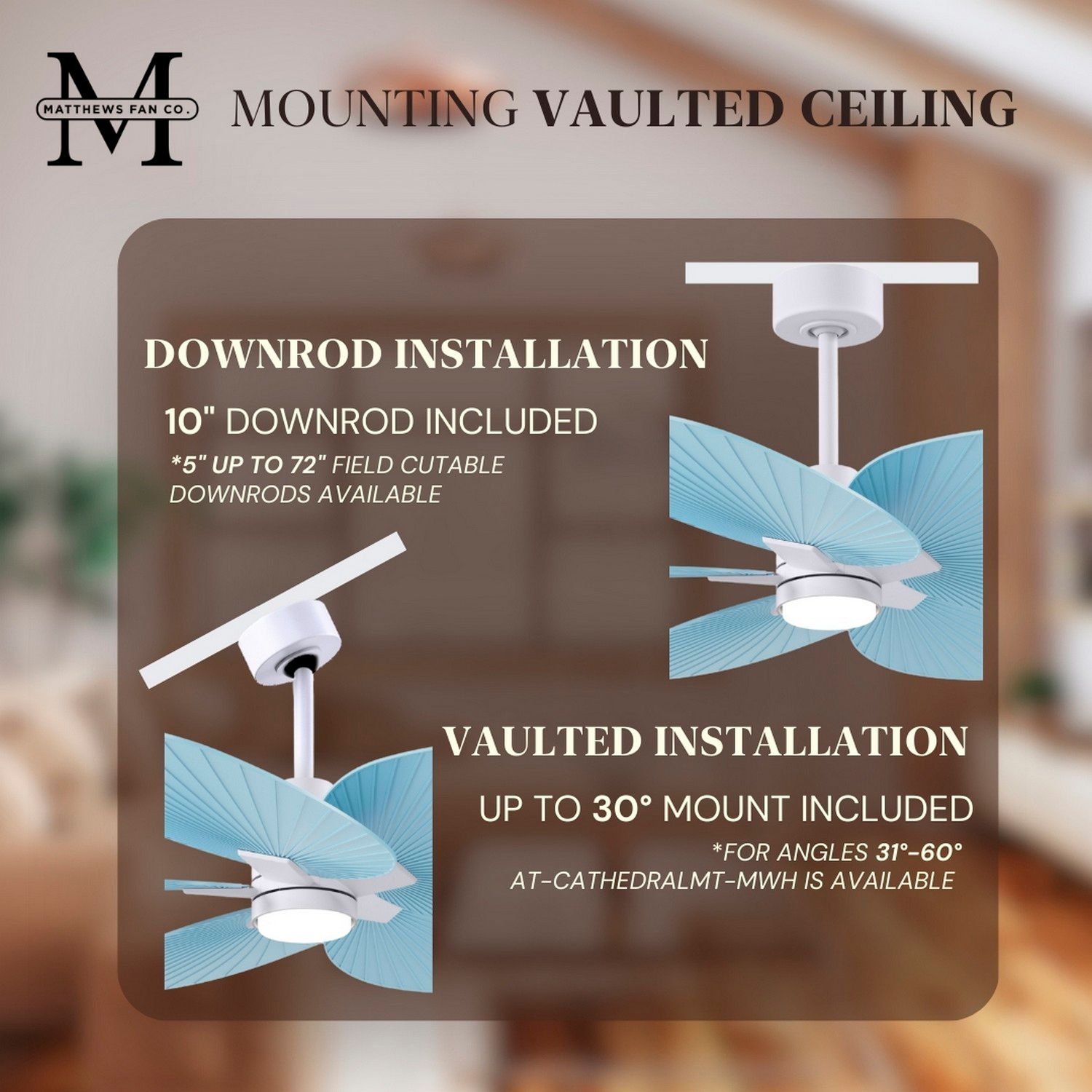 Alessandra Tropical 48"Matte White LED Ceiling Fan w/Light Blue Blades