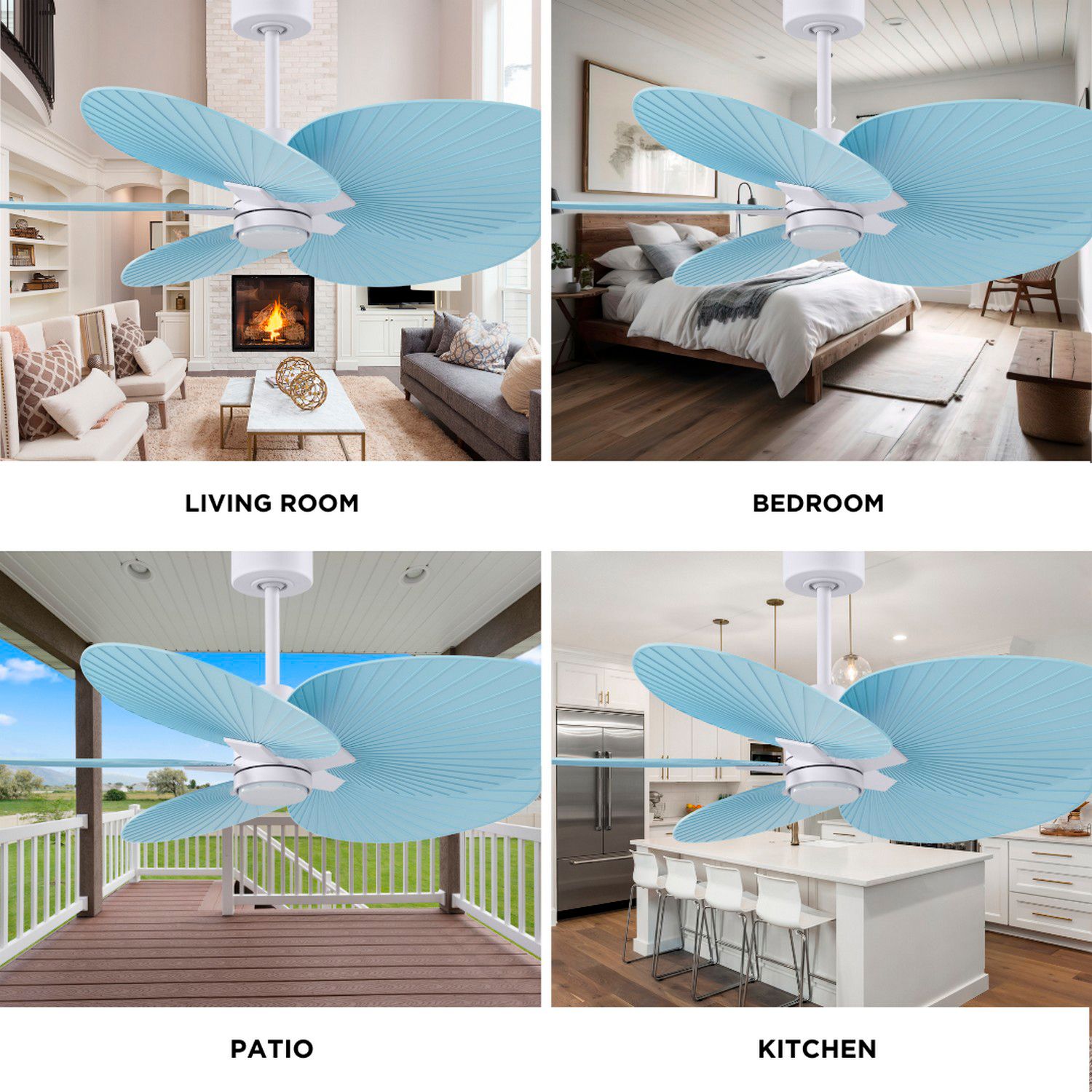 Alessandra Tropical 48"Matte White LED Ceiling Fan w/Light Blue Blades