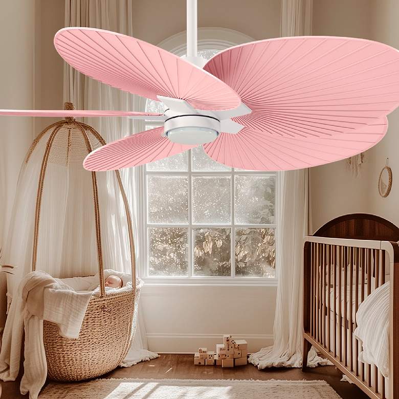 Image 1 Alessandra Tropical 48"Matte White LED Ceiling Fan w/Light Pink Blades